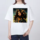 AQUAMETAVERSEの花と女と猫　なでしこ1478 オーバーサイズTシャツ