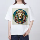 chaochao0701の浮世絵風　ライオン（顔）"Ukiyo-e style lion (face)."  "浮世繪風格的獅子（臉）。" Oversized T-Shirt