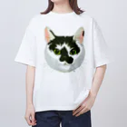 segasworksのねこさんのお顔（白黒ねこ） Oversized T-Shirt