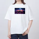 space catの花畑と猫と満月と Oversized T-Shirt