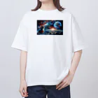 space catの星を見つめる猫 Oversized T-Shirt