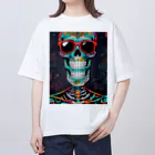 Skeletonのダイナミックなガイコツアート！ オーバーサイズTシャツ