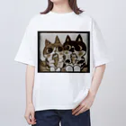 rerere_smileのクレープ大好き猫ちゃん（レトロver） オーバーサイズTシャツ