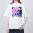 ムラサキゲジゲジのオンラインショップのマカロン ぐちゃぐちゃサイバー Oversized T-Shirt