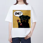 黒パグ🖤Black Pug laboratory🖤のONE? Pug series オーバーサイズTシャツ