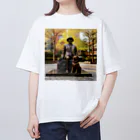 AQUAMETAVERSEの人と犬の銅像　なでしこ1478 オーバーサイズTシャツ