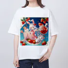 ピンクリボンのいちごうさぎ02 Oversized T-Shirt