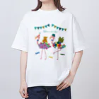 midoriの双子フラミンゴのパーティー Oversized T-Shirt
