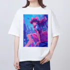 シロクマペンギンの昭和レトロアニメ風近未来ガール Oversized T-Shirt