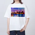 samenoa81の水彩画の夜景 オーバーサイズTシャツ