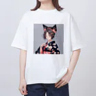 ショコラの和服に獣耳 オーバーサイズTシャツ