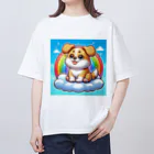 Minoyaの雲に乗った犬 オーバーサイズTシャツ