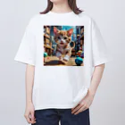 KikimimiネコのKikimimiネコ（走る） オーバーサイズTシャツ