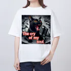 moriyama1981の歌を歌う黒猫 オーバーサイズTシャツ