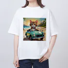 HIROICの浜辺をドライブする子猫 オーバーサイズTシャツ