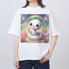 幸運アイテムデポの金運アップのファンシー白蛇ちゃん Oversized T-Shirt