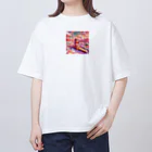 キュート＆クールの夕暮れ時のシーソー少女（３Dアニメ風） オーバーサイズTシャツ