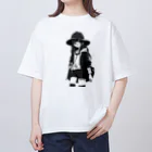 モノクロ美少女の悲しみ美少女モノクロ オーバーサイズTシャツ