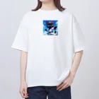 キュート＆クールの空手家クロネコ君・バージョン２ Oversized T-Shirt