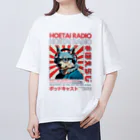 SHOP☆ほえらじ（アラサーゲイの吠えたいラジオ公式）のウルフくん（アクアブルー×レッド） オーバーサイズTシャツ