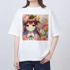 ピクセルパレットの可愛い女の子とお花10 オーバーサイズTシャツ