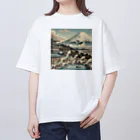 kimagure_MARCHEのJapan Mt. Fuji Sento Bathhouse Beautiful scenery オーバーサイズTシャツ