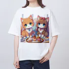 ウツボちゃんの可愛い猫姉妹 オーバーサイズTシャツ