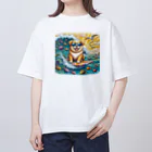 Mizのゆるハウスのサーフィンワンコ オーバーサイズTシャツ