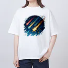 Mizのゆるハウスの3つの流れ星 オーバーサイズTシャツ