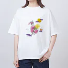 MIKA YADA illust shopの9月お月見の夜、うさぎと。 Oversized T-Shirt