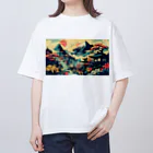 テクノ浮世絵の光彩を放つ自然 - 日本の山々 Oversized T-Shirt