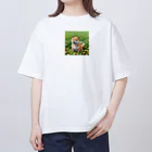 oricoricoのお花畑と柴犬 Oversized T-Shirt