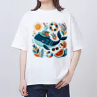 シンセティックスタイルズの夏かわいいクジラ Oversized T-Shirt