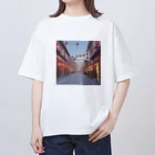 wine_wineのレトロ中華街の風景 オーバーサイズTシャツ