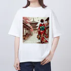 yuchijapanの京都を歩く着物美人イラスト Oversized T-Shirt