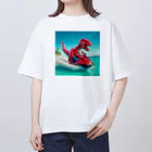 DINO-studioのジェットスキーを楽しむ赤ティラノ Oversized T-Shirt