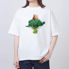 ハムスターが主なS.Hのハムスターオンブロッコリー Oversized T-Shirt