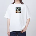 OTIRUBUTUBUTUのラプトルvsロボットライオン Oversized T-Shirt