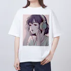 lamlamのヘッドフォンをしている女の子 オーバーサイズTシャツ