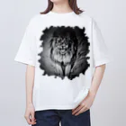 greetenのライオン　アートアニマル　モノクロ Oversized T-Shirt