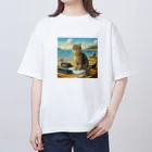 peace2024の海辺の仕事猫 Oversized T-Shirt