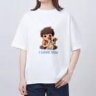 AwagoModeのI LOVE YOU(Dog&Boy) (39) オーバーサイズTシャツ