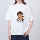 AwagoModeのI LOVE YOU(Dog&Boy) (39) Oversized T-Shirt