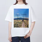 くしゃくしゃブルドッグの山絵 百名山 ネコと霧ヶ峰 オーバーサイズTシャツ