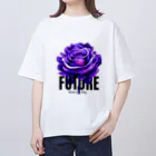 Future Starry Skyの紫色の薔薇 オーバーサイズTシャツ