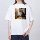 癒しの時間のかわいい三毛猫グッズ オーバーサイズTシャツ