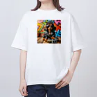 W-designのロックに決めているミニチュアダックス Oversized T-Shirt