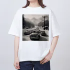 aircooled3の白黒ワーゲン大行列 オーバーサイズTシャツ