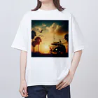 aircooled3のレトロなワーゲン 夕暮れビーチ 2 オーバーサイズTシャツ