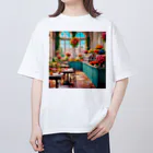 HOSHI-TANEKO🌠の🌺華やかな・カフェ☕✨ オーバーサイズTシャツ